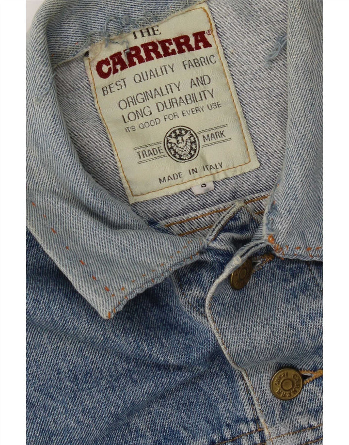 Carrera Mens Distressed Denim Jacket UK 36 Small Blue Cotton