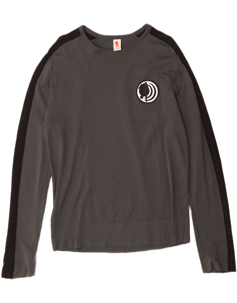 BIKKEMBERGS Womens Boat Neck Jumper Sweater UK 14 Medium Grey Colourblock Vintage Bikkembergs and Second-Hand Bikkembergs from Messina Hembry 