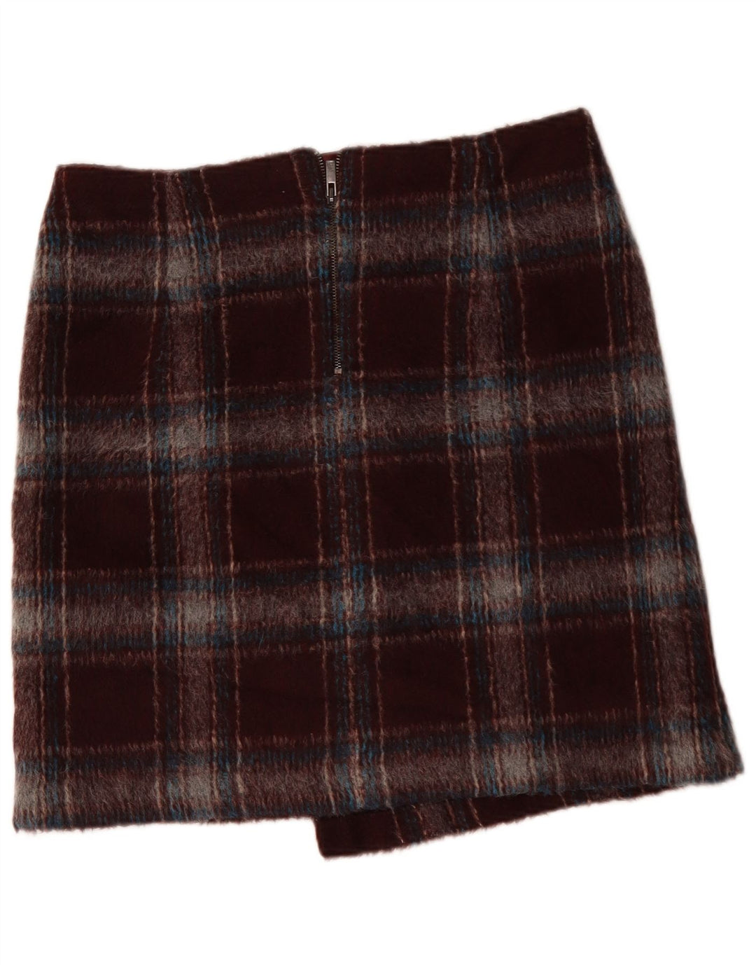 Marks & Spencer Womens Mini Skirt UK 14 Large W34  Burgundy Check Polyester