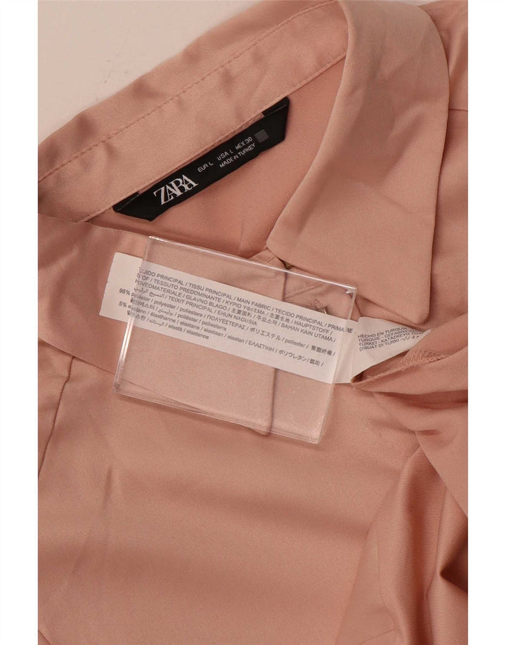 Zara Womens Shirt Bodysuit UK 14 Large Pink Polyester