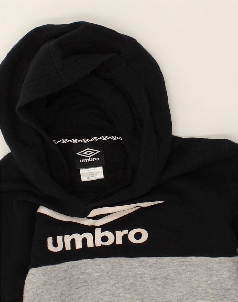 UMBRO Boys Graphic Hoodie Jumper 12-13 Years Large Grey Colourblock Cotton | Vintage Umbro | Thrift | Second-Hand Umbro | Used Clothing | Messina Hembry 