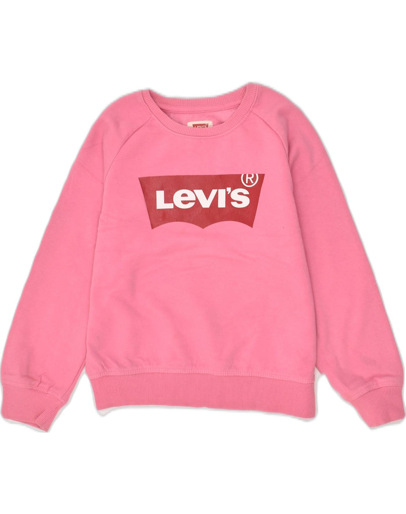 LEVI'S Girls Graphic Sweatshirt Jumper 10-11 Years Medium Pink Cotton | Vintage Levi's | Thrift | Second-Hand Levi's | Used Clothing | Messina Hembry 