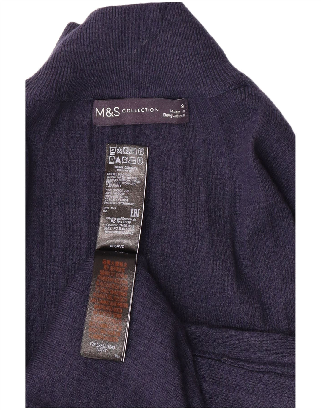 MARKS & SPENCER Womens Turtle Neck Jumper Sweater UK 8 Small  Navy Blue