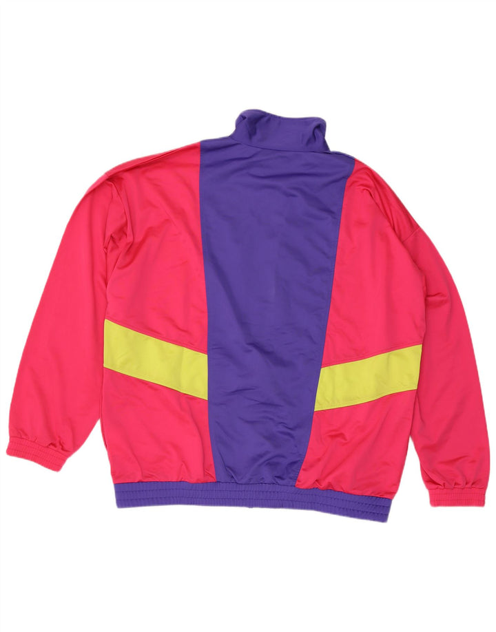 Vintage Mens Tracksuit Top Jacket 2XL Red Colourblock Polyester