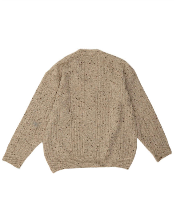 C&A Mens Canda V-Neck Jumper Sweater Medium Beige Flecked Acrylic