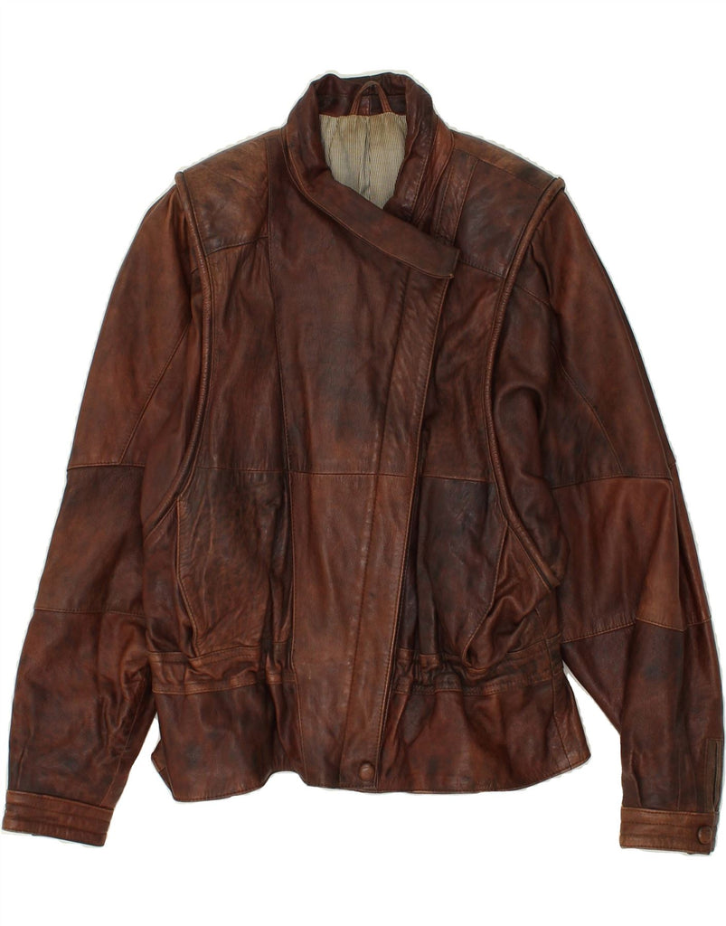 VINTAGE Womens Leather Jacket EU 38 Medium Brown Leather Vintage Vintage and Second-Hand Vintage from Messina Hembry 