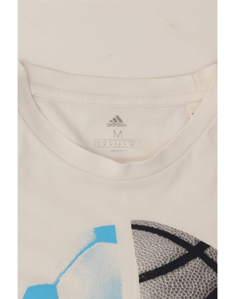 ADIDAS Mens Graphic T-Shirt Top Medium White Cotton Vintage Adidas and Second-Hand Adidas from Messina Hembry 