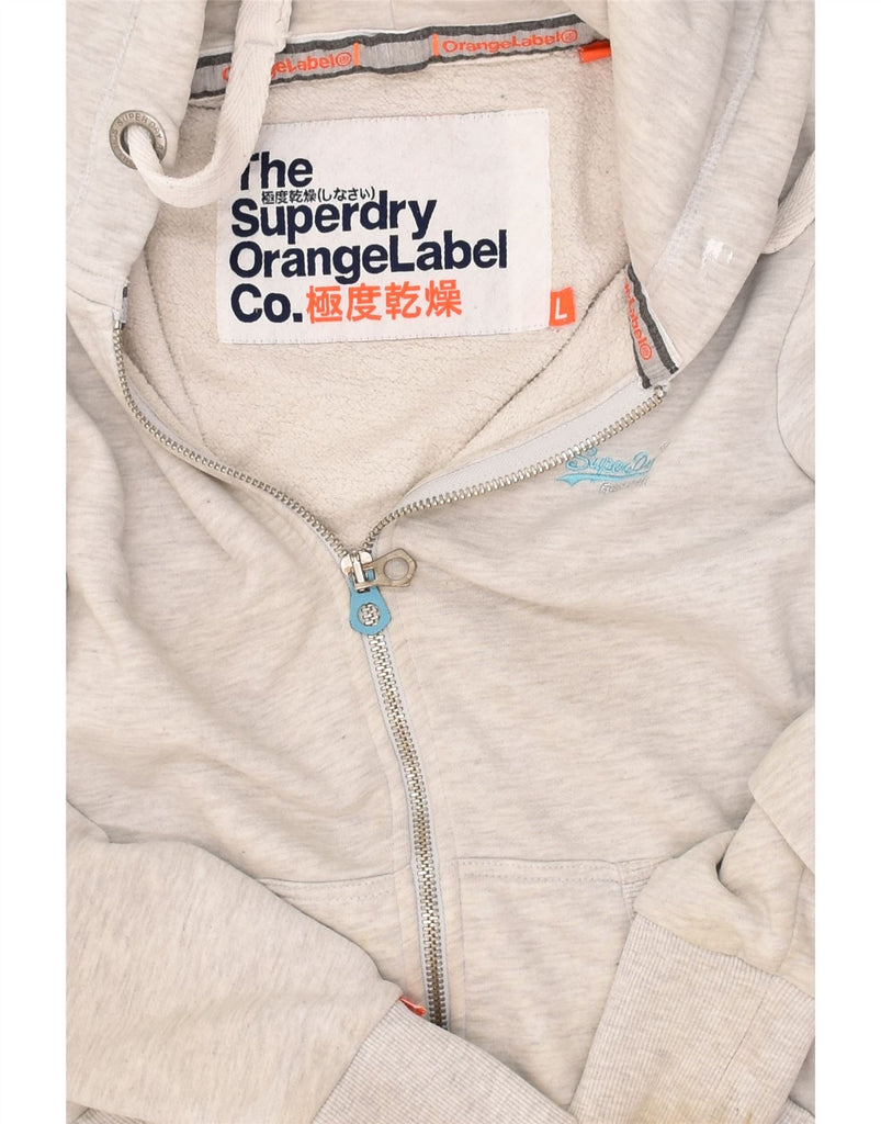 SUPERDRY Womens Zip Hoodie Sweater UK 14 Large Grey Cotton | Vintage Superdry | Thrift | Second-Hand Superdry | Used Clothing | Messina Hembry 