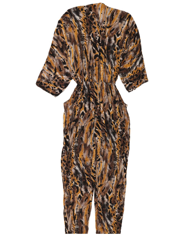 Vintage Womens Oversized Jumpsuit UK 16 Large W34 L30 Brown Animal Print