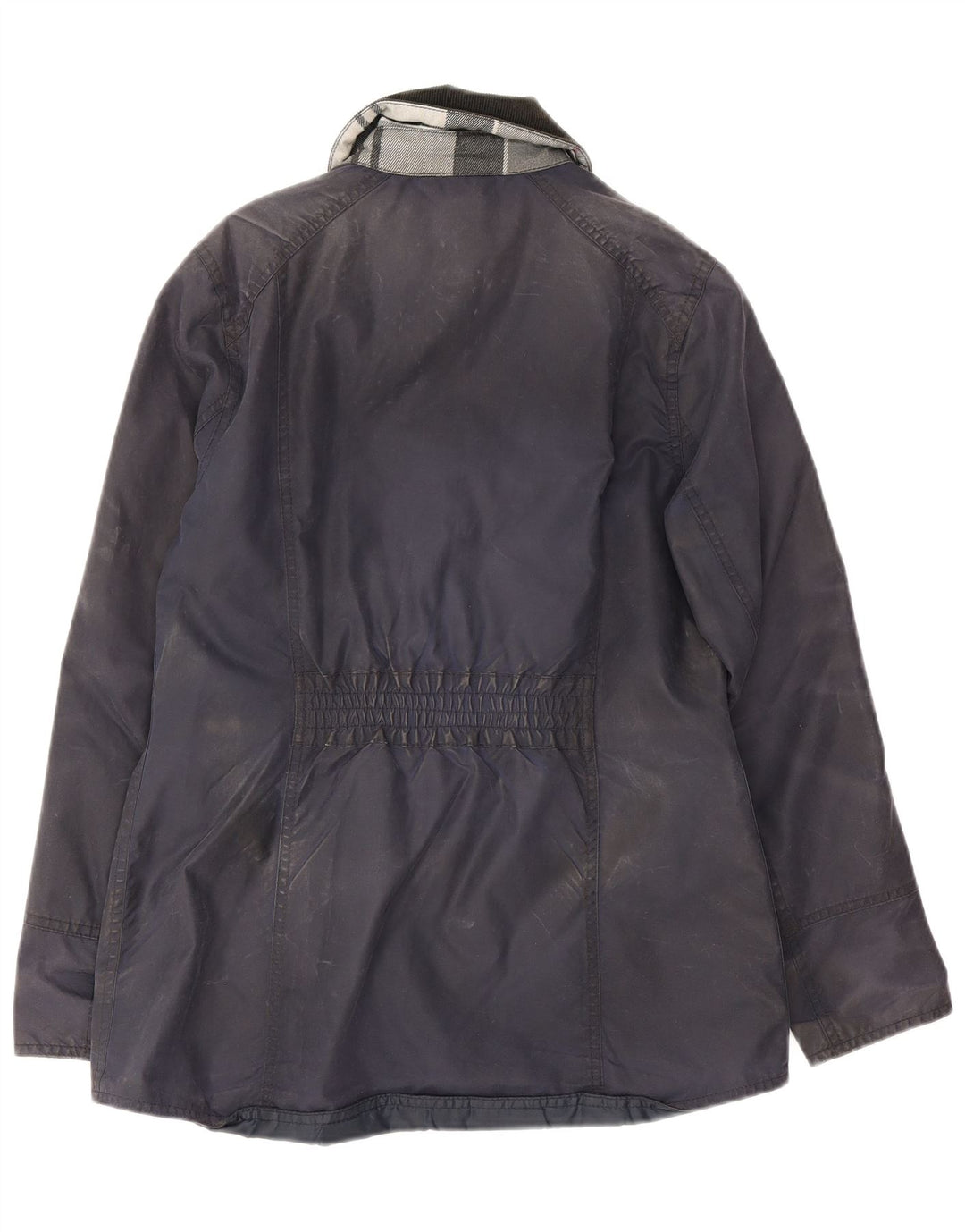 Barbour Womens Waxed Cotton Jacket UK 10 Small  Navy Blue Cotton