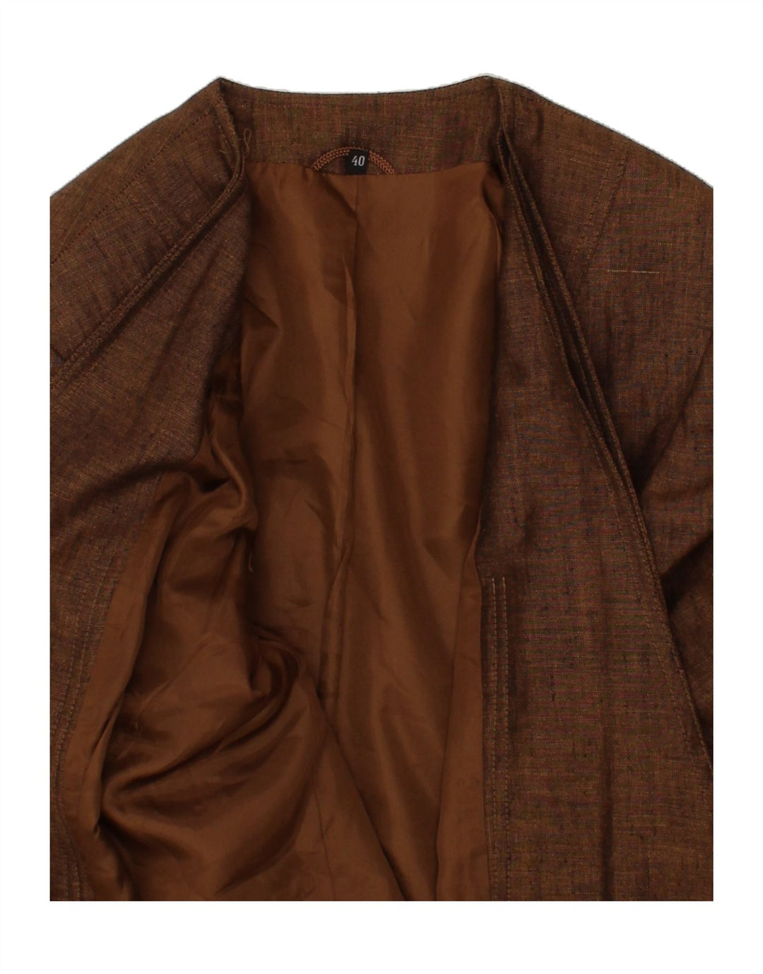 MADELEINE Womens Open Blazer Jacket EU 40 Medium Brown Linen Vintage Madeleine and Second-Hand Madeleine from Messina Hembry 