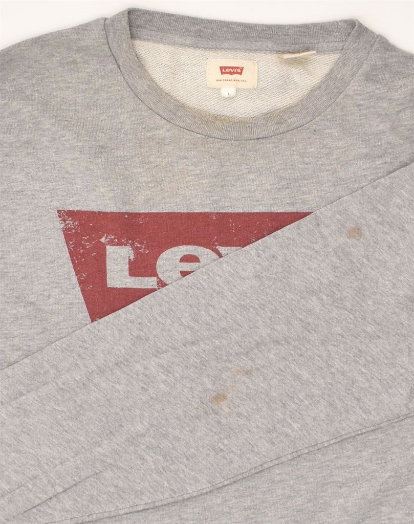 LEVI'S Mens Graphic Sweatshirt Jumper Large Grey Cotton | Vintage Levi's | Thrift | Second-Hand Levi's | Used Clothing | Messina Hembry 