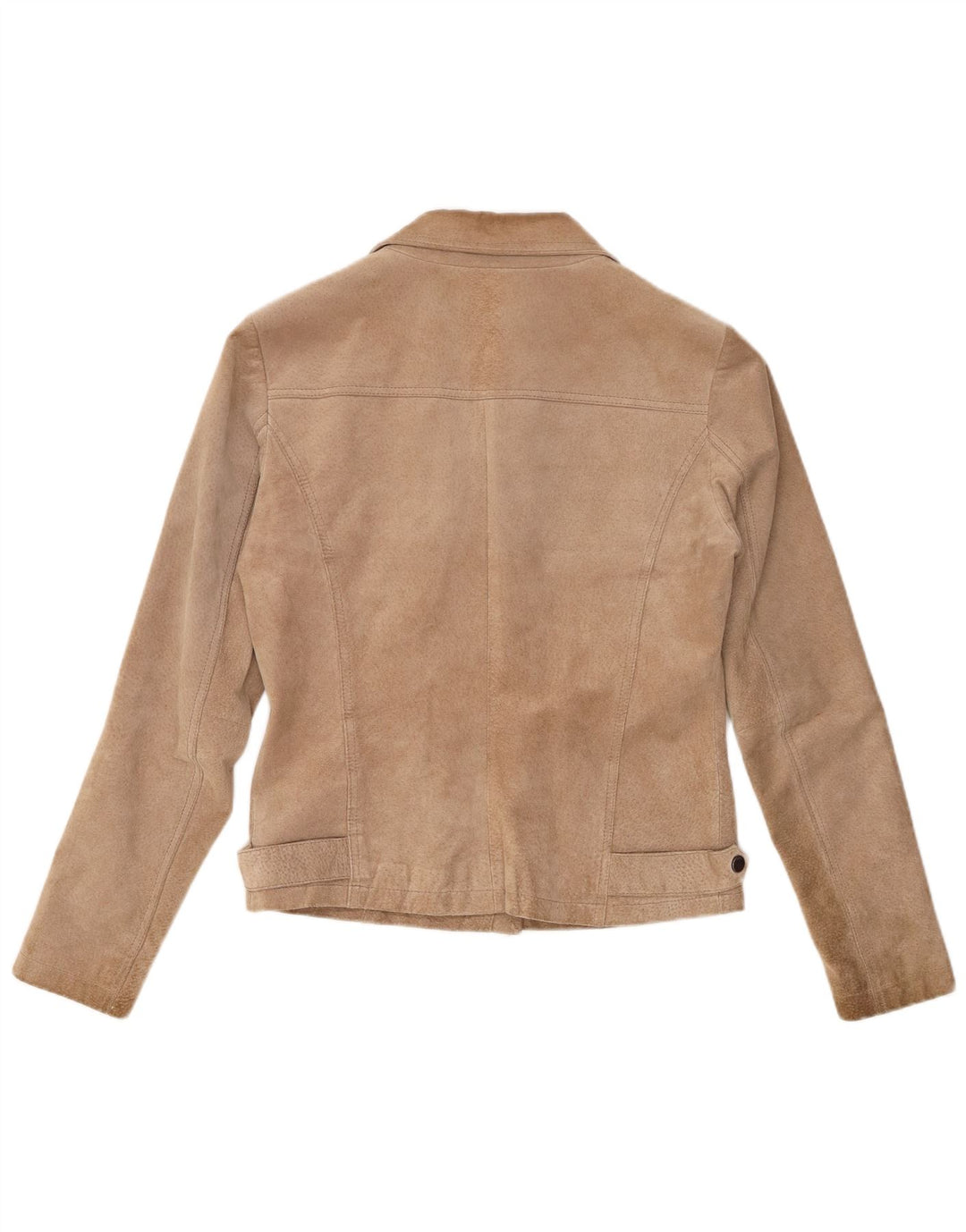 ONLY Womens Suede Biker Jacket IT 40 Small Beige Leather