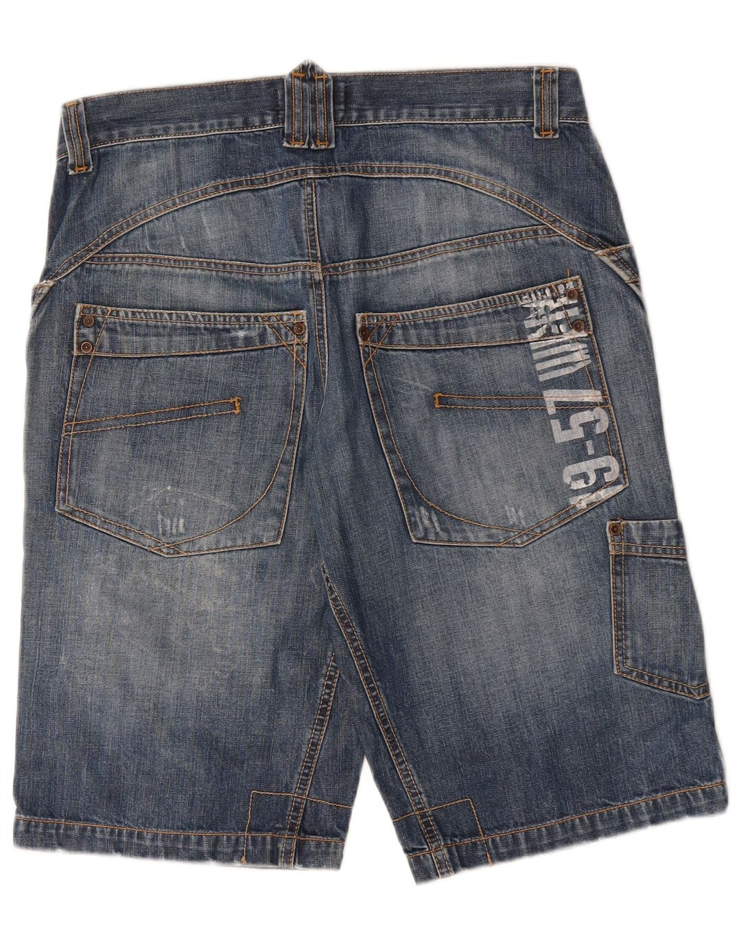 WPM Mens Graphic Cargo Denim Shorts IT 48 Medium W29  Blue Cotton