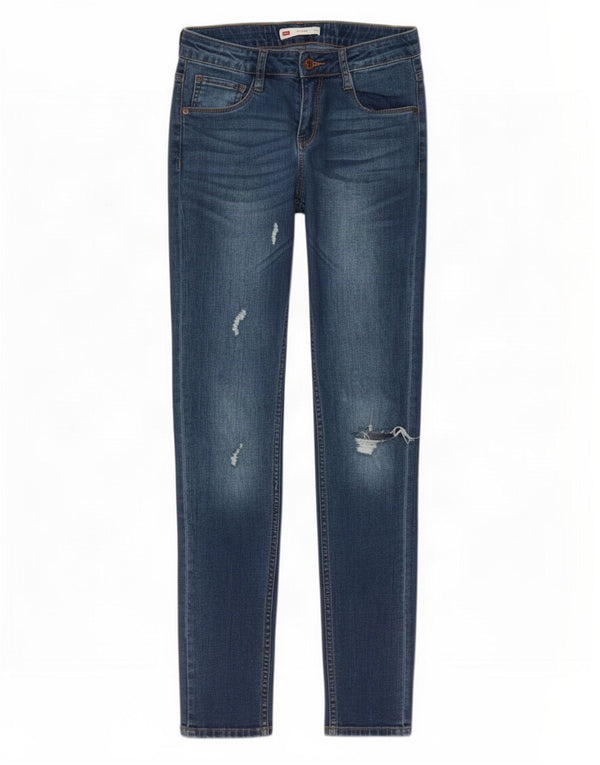 Levi's Girls 711 Distressed Skinny Jeans 13-14 Years W26 L30 Blue Cotton