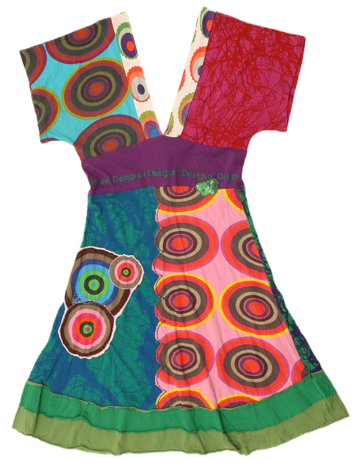 Desigual Womens Abstract Pattern A-Line Dress UK 12 Medium Multicoloured