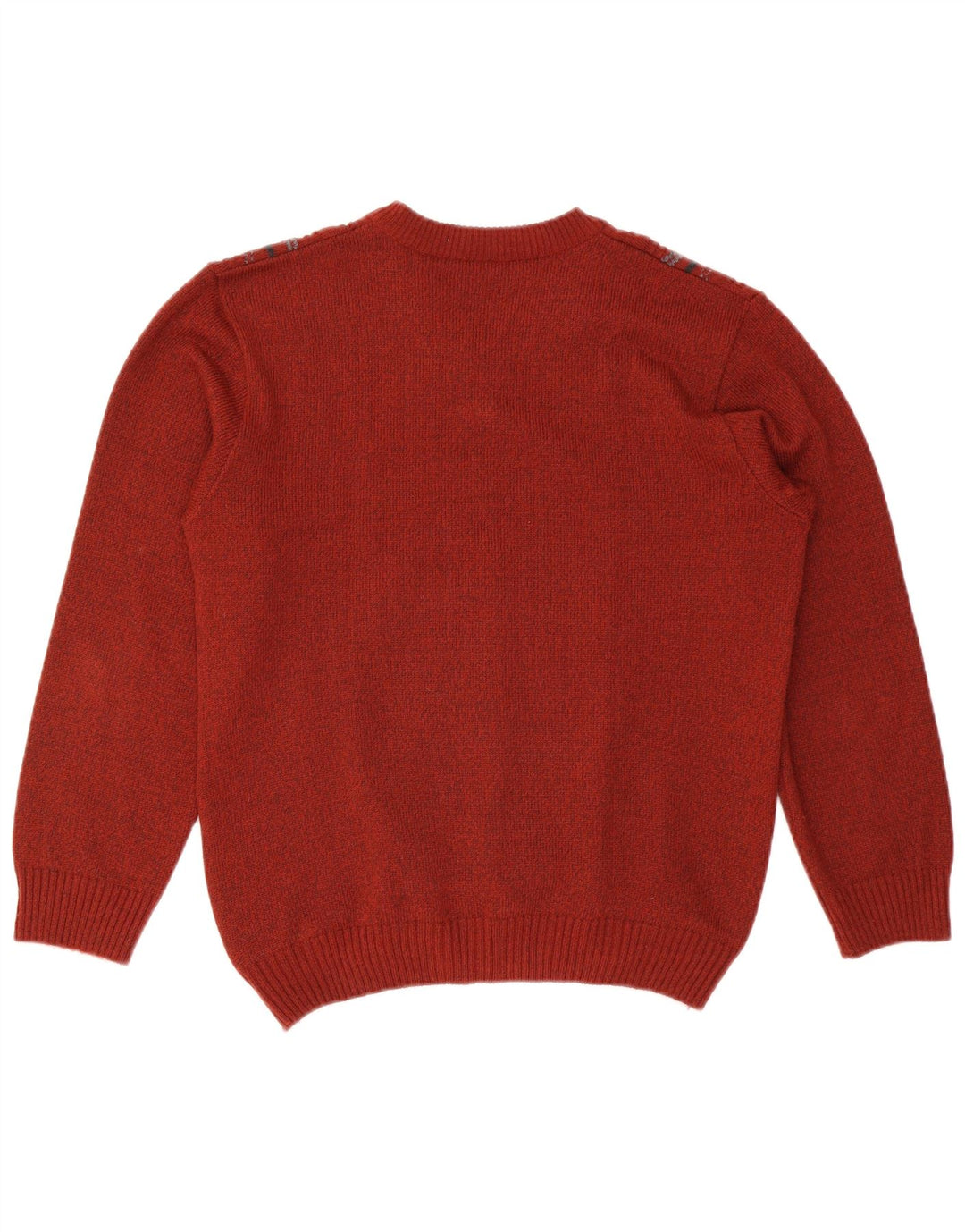 Vintage Mens V-Neck Jumper Sweater UK 38 Medium Maroon Geometric