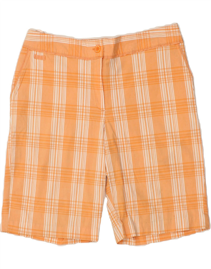 IZOD Womens Chino Shorts US 12 Large W34  Orange Check Cotton Vintage Izod and Second-Hand Izod from Messina Hembry 