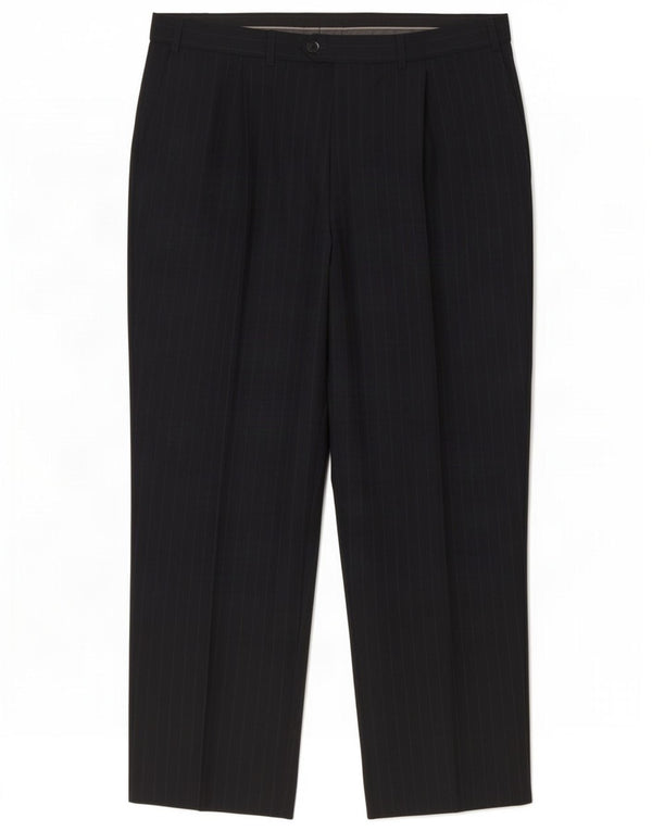 Marks & Spencer Mens Pegged Suit Trousers W38 L29 Navy Blue Pinstripe