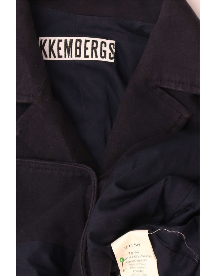 Bikkembergs Womens 3 Button Blazer Jacket IT 40 Small Navy Blue Cotton
