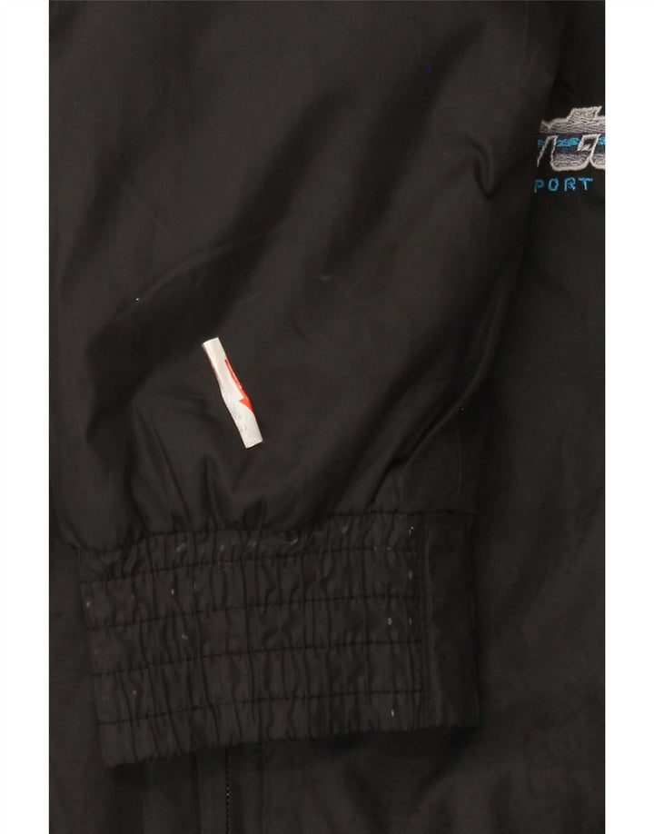 Lotto Boys Graphic Hooded Windbreaker Jacket 15-16 Years XL Black Polyester