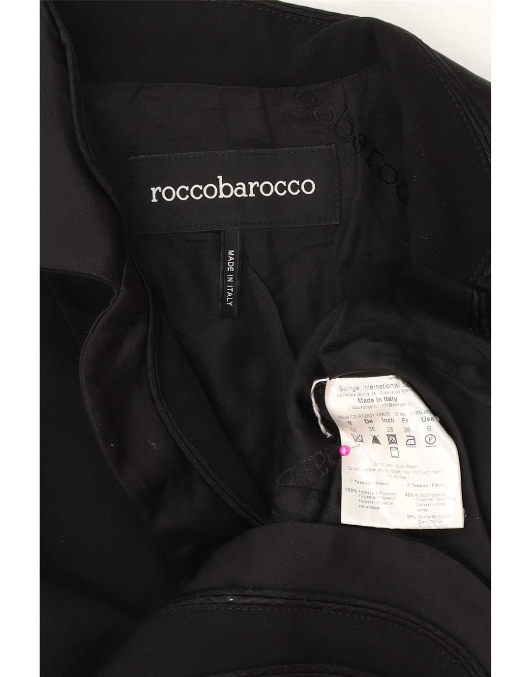 Roccobarocco Womens 2 Button Blazer Jacket IT 42 Medium Black Polyester