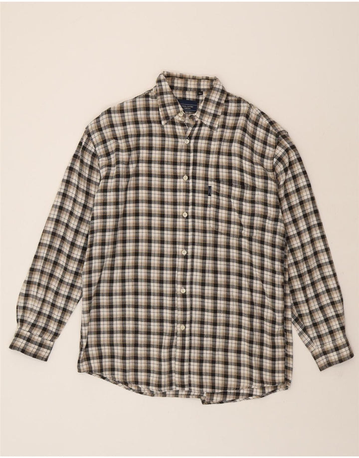 VINTAGE Mens Flannel Shirt Large Grey Check Cotton Vintage Vintage and Second-Hand Vintage from Messina Hembry 