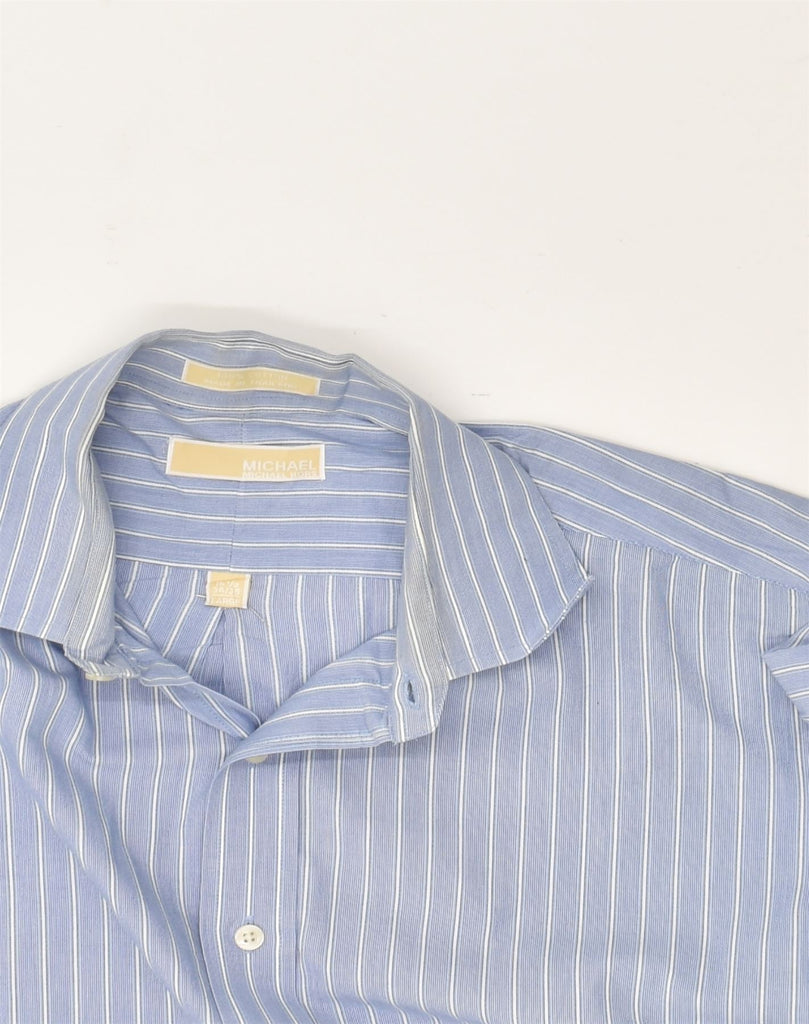 MICHAEL KORS Mens Shirt Size 16 1/2 Large Blue Striped Cotton | Vintage Michael Kors | Thrift | Second-Hand Michael Kors | Used Clothing | Messina Hembry 