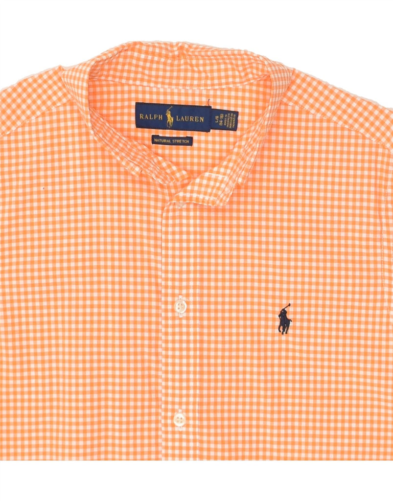 POLO RALPH LAUREN Boys Short Sleeve Shirt 14-15 Years Large  Orange Check | Vintage Polo Ralph Lauren | Thrift | Second-Hand Polo Ralph Lauren | Used Clothing | Messina Hembry 