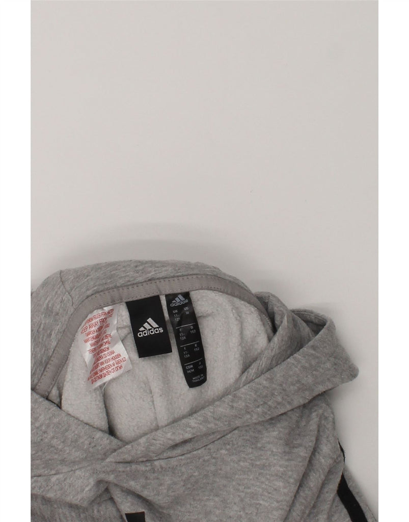 ADIDAS Boys Graphic Hoodie Jumper 11-12 Years Grey Cotton | Vintage Adidas | Thrift | Second-Hand Adidas | Used Clothing | Messina Hembry 