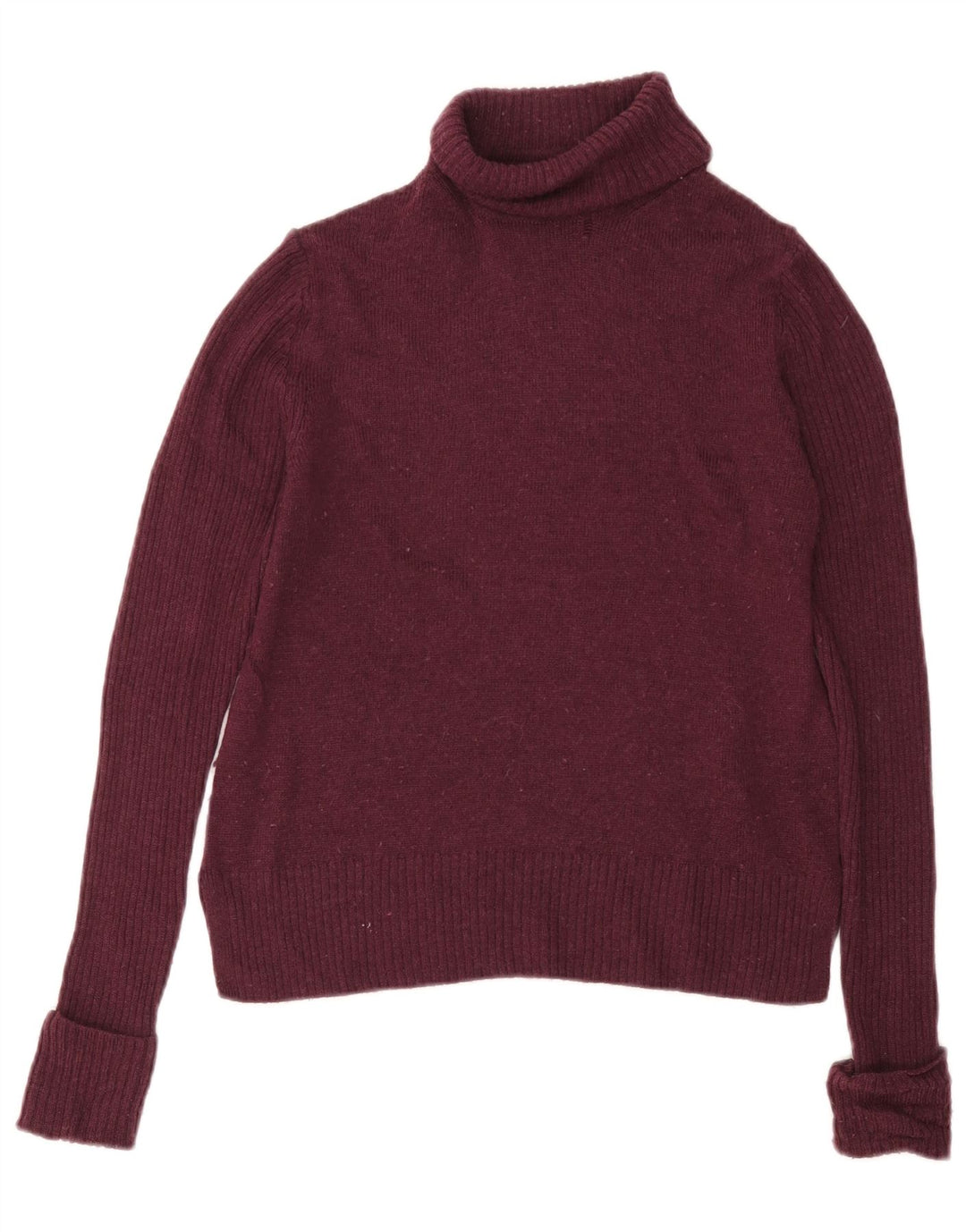 Marks & Spencer Womens Roll Neck Jumper Sweater UK 12 Medium Burgundy Wool