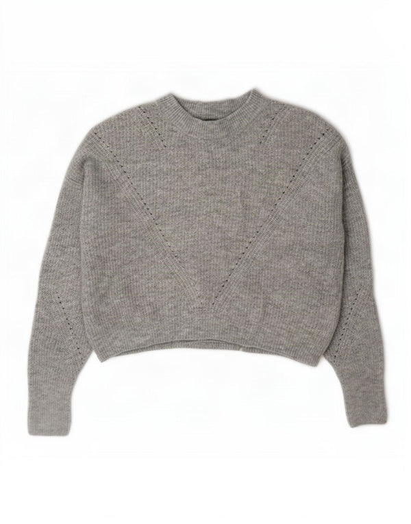 Topshop Womens Petite Crop Turtle Neck Jumper Sweater UK 6 XS Grey