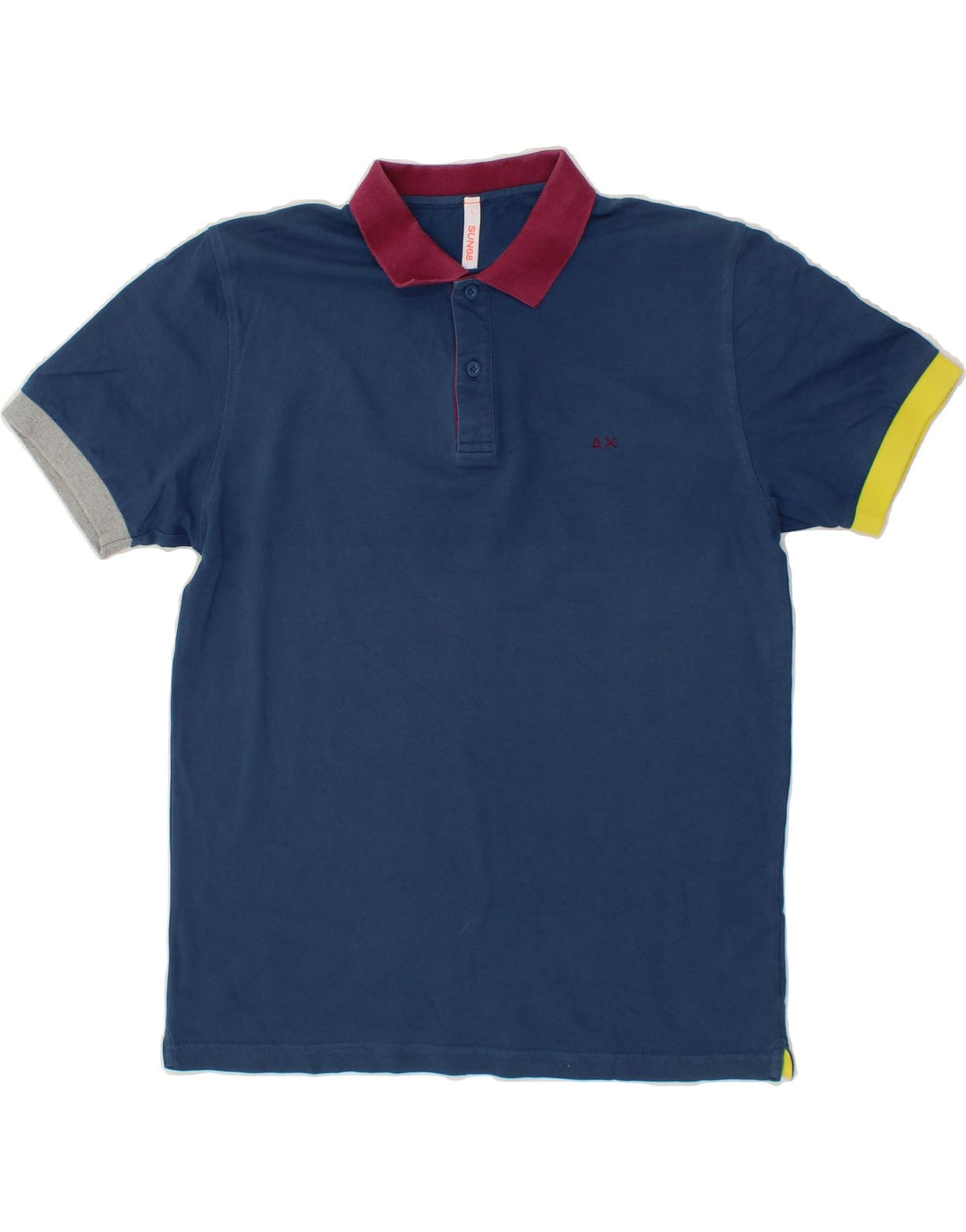 SUN68 Mens Polo Shirt Large Navy Blue Cotton Vintage Sun68 and Second-Hand Sun68 from Messina Hembry 