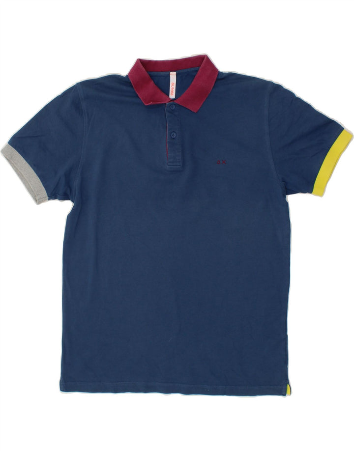 SUN68 Mens Polo Shirt Large Navy Blue Cotton Vintage Sun68 and Second-Hand Sun68 from Messina Hembry 
