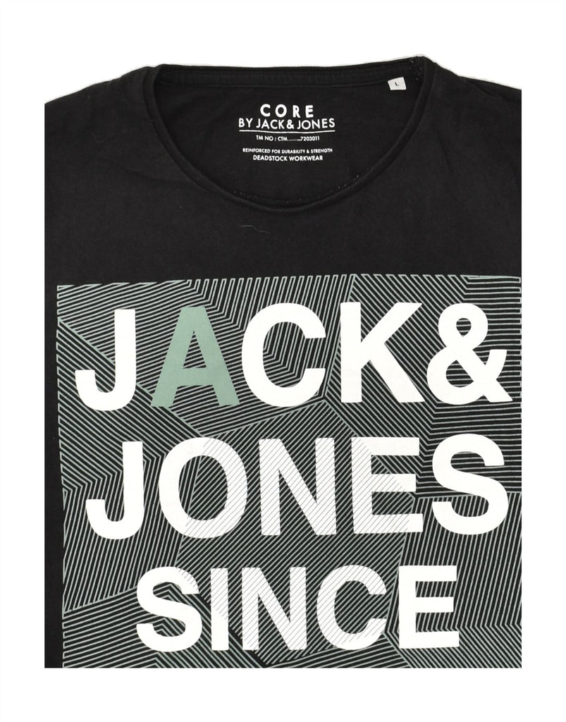 JACK & JONES Mens Slim Graphic T-Shirt Top Large Black Cotton | Vintage Jack & Jones | Thrift | Second-Hand Jack & Jones | Used Clothing | Messina Hembry 