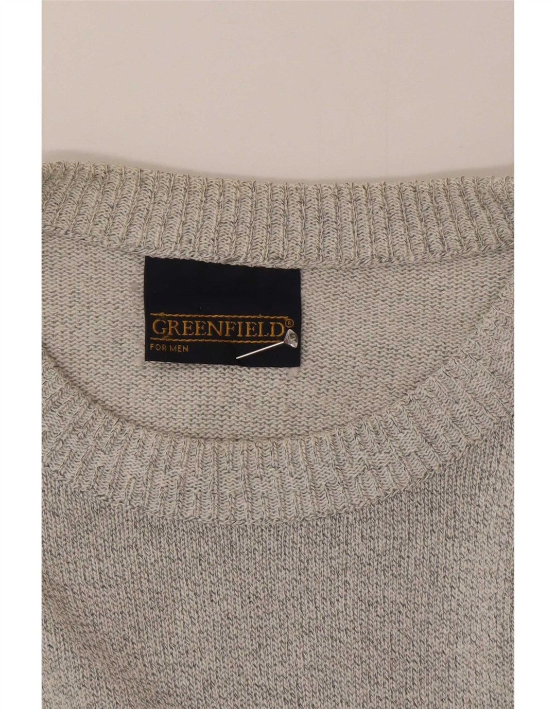 Greenfield Mens Boat Neck Jumper Sweater Large Grey Geometric