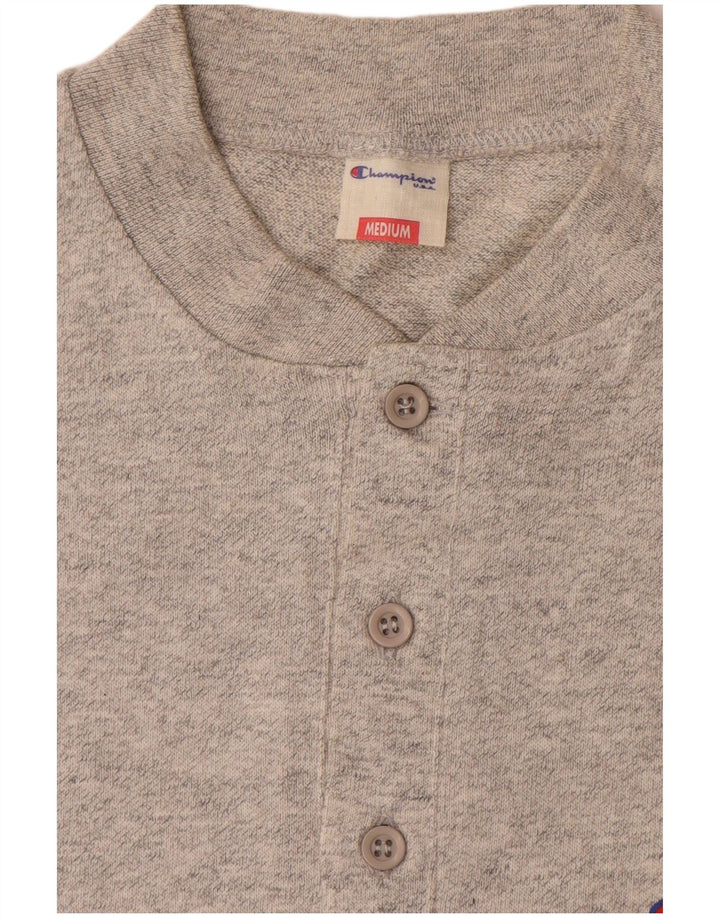 Champion Mens Top Long Sleeve Medium Grey Cotton