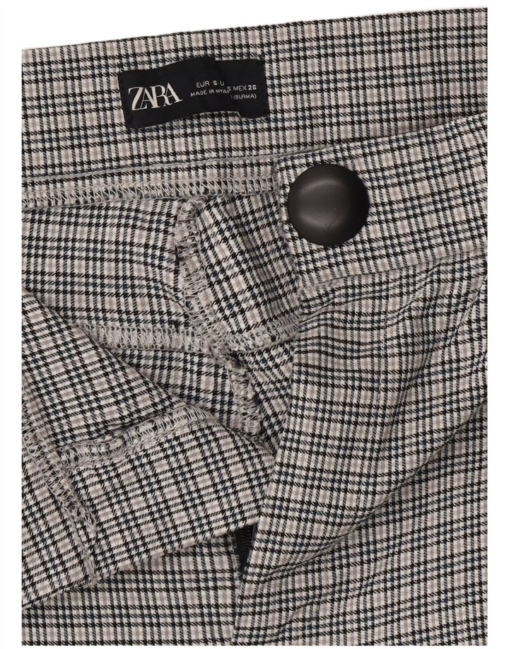 ZARA Womens Bootcut Casual Trousers Small W26 L26 Grey Chevron