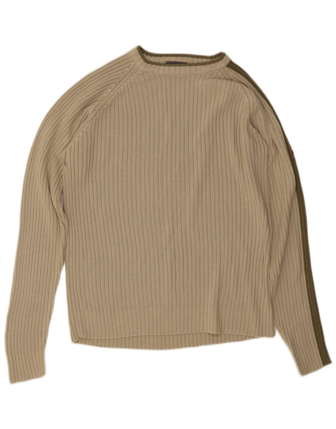 Vintage Mens Boat Neck Jumper Sweater Medium Green Striped