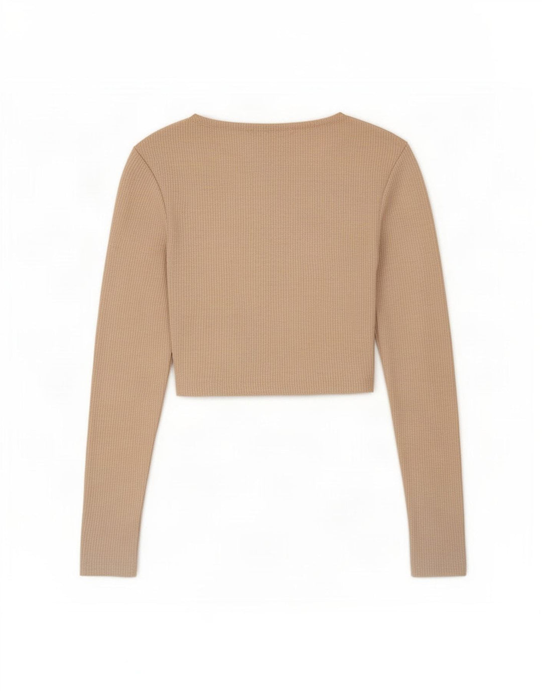 Zara Womens Crop Top Long Sleeve UK 8 Small Beige Polyester