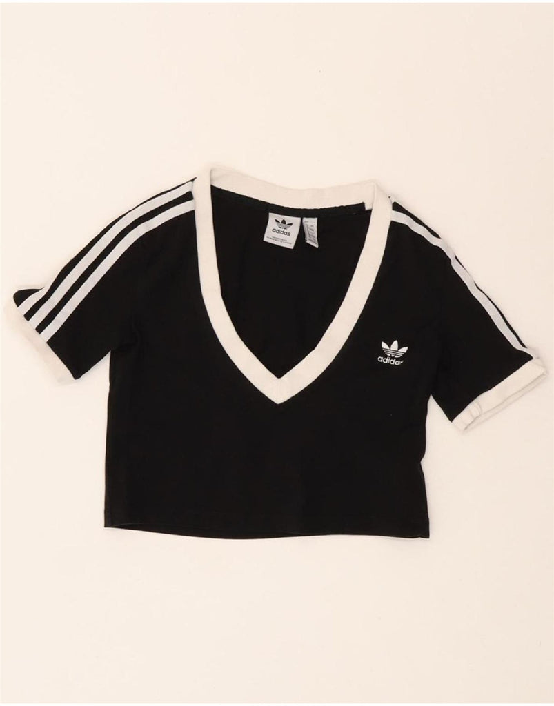 ADIDAS Womens Crop T-Shirt Top UK 4 XS Black Cotton Vintage Adidas and Second-Hand Adidas from Messina Hembry 