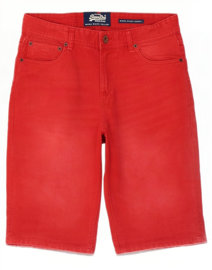 Superdry Mens Denim Shorts Small W29 Red Cotton