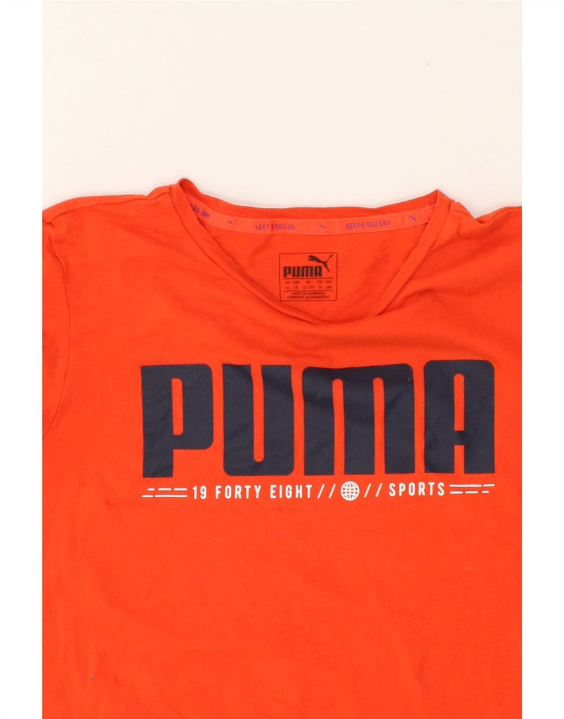 PUMA Boys Graphic T-Shirt Top 13-14 Years Orange Cotton | Vintage Puma | Thrift | Second-Hand Puma | Used Clothing | Messina Hembry 