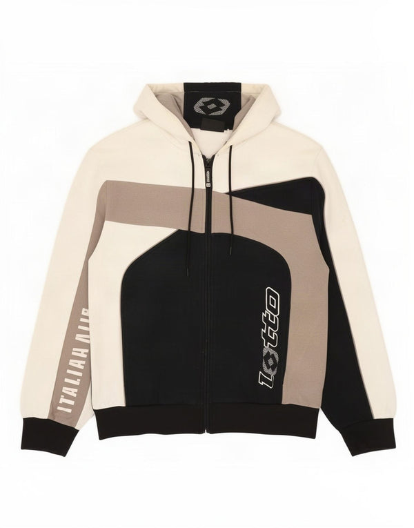 Lotto Mens Graphic Zip Hoodie Sweater UK 38/40 Medium Black Colourblock