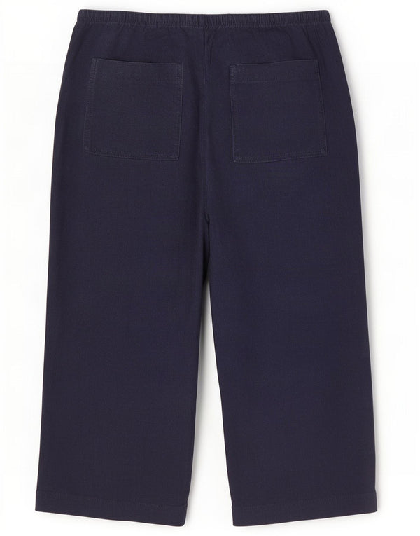 Marks & Spencer Womens Wide Leg Capri Trousers UK 18 XL W38 L20 Navy Blue