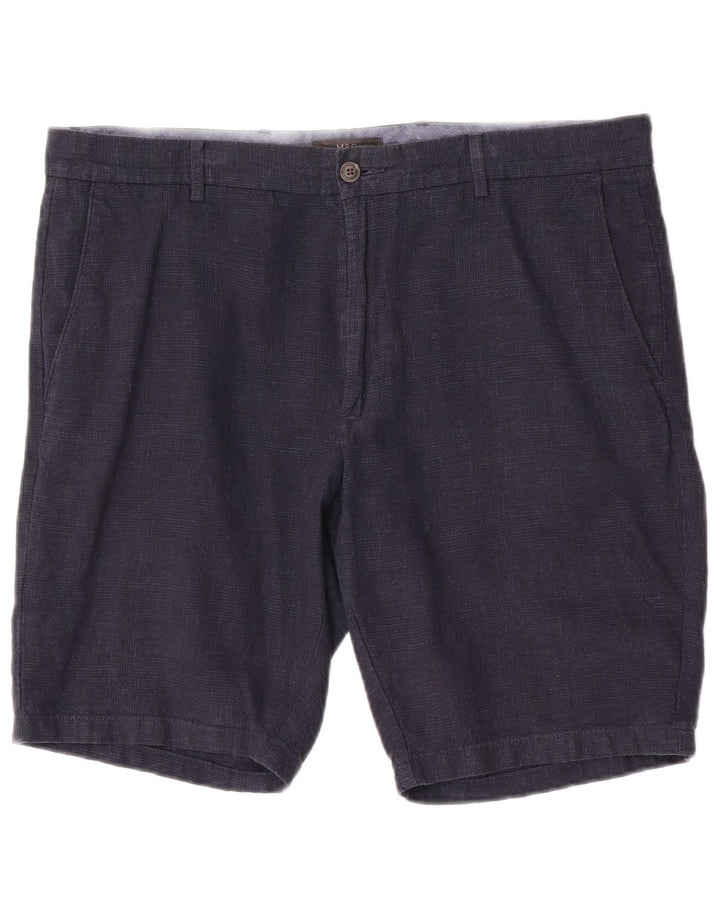 Marks & Spencer Mens Chino Shorts W38 XL Navy Blue Cotton