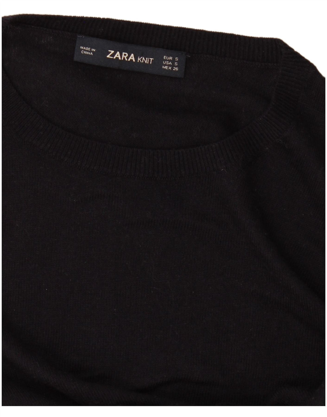 Zara Womens Crew Neck Jumper Sweater UK 10 Small Black