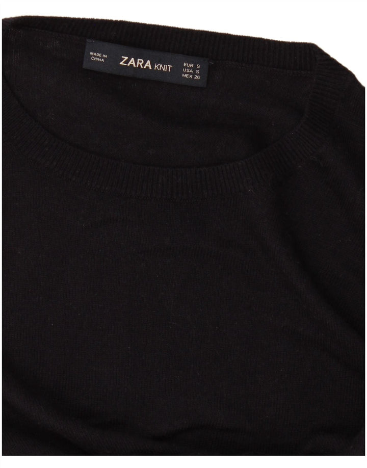 Zara Womens Crew Neck Jumper Sweater UK 10 Small Black