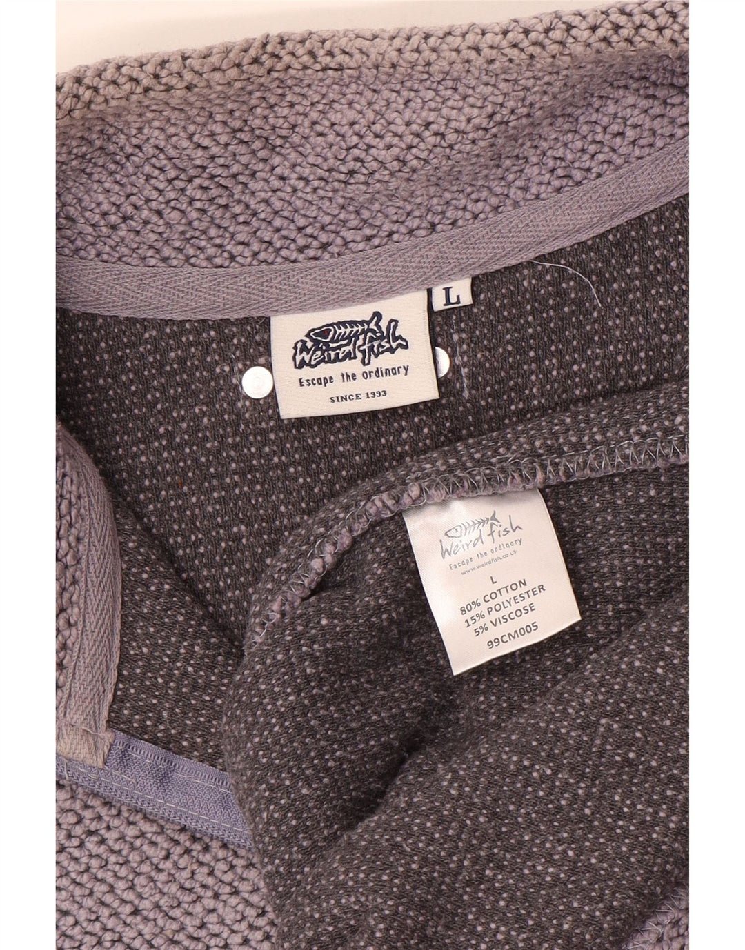 WEIRD FISH Mens Zip Neck Sweatshirt Jumper Large Grey Cotton
