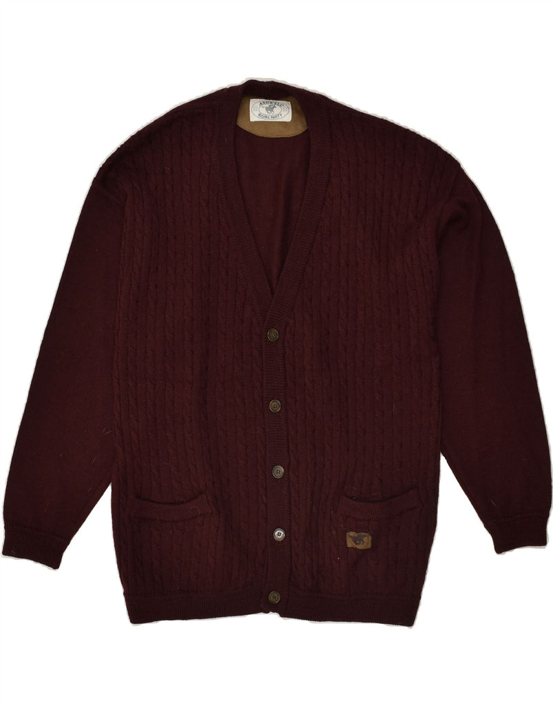 VINTAGE Mens Cardigan Sweater IT 46 Small Burgundy Virgin Wool | Vintage Vintage | Thrift | Second-Hand Vintage | Used Clothing | Messina Hembry 